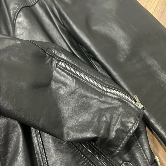 Vintage leather jacket biker jacket size Large heavy duty - Picture 5 of 13